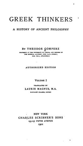 Cover for Greek Thinkers: A History of Ancient Philosophy