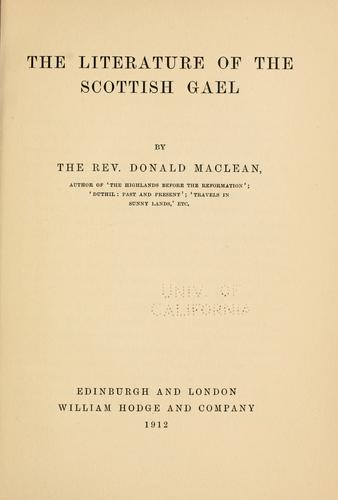 Cover for The literature of the Scottish Gael