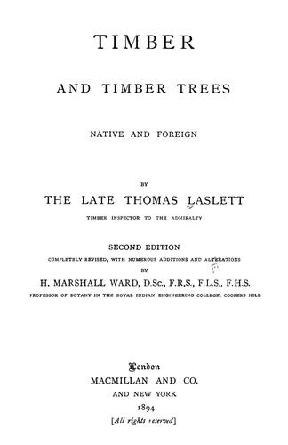 Cover for Timber and timber trees, native and foreign