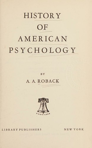 Cover for History of American psychology