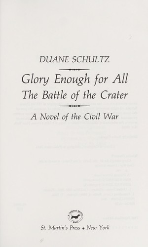 Cover for Glory Enough for All: The Battle of the Crater 