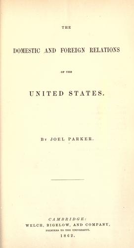 Cover for The domestic and foreign relations of the United States