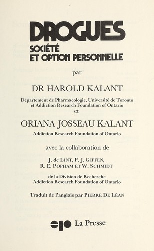 Cover for Drogues, Socie te  et option personnelle