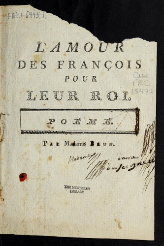 Cover for L'amour des Franc ʹois pour leur roi