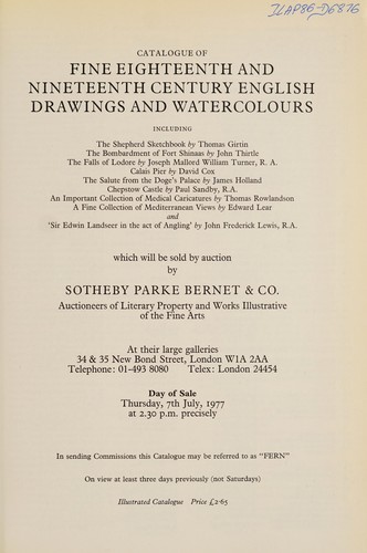 Cover for Fine eighteenth and nineteenth century English drawings and watercolours