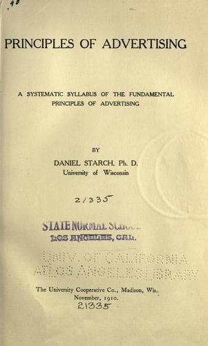 Cover for Principles of advertising