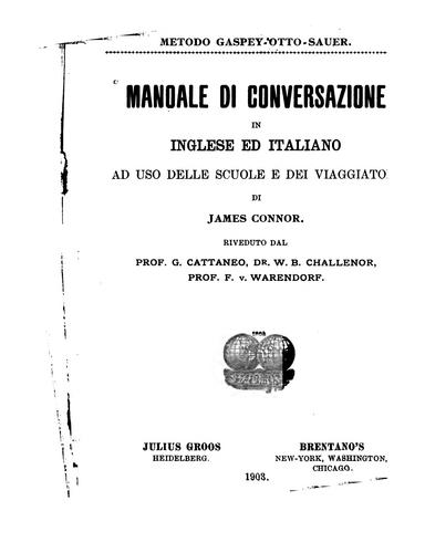 Cover for Manuale di conversazione in inglese ed italiano, ad uso delle scuole e dei viaggiatori ...