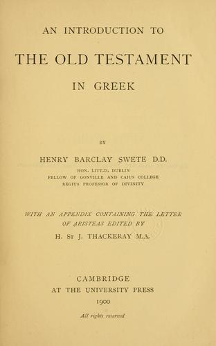 Cover for An introduction to the Old Testament in Greek.
