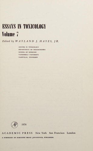 Cover for Essays in Toxicology