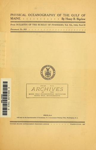Cover for Physical oceanography of the Gulf of Maine