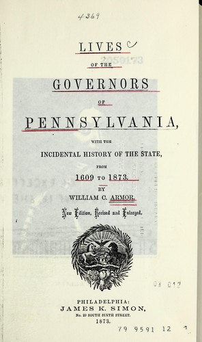 Cover for Lives of the governors of Pennsylvania