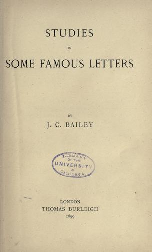 Cover for Studies in some famous letters ...