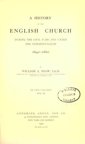 Cover for history of the English church during the Civil Wars and under the Commonwealth, 1640-1660