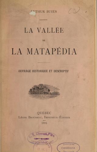 Cover for La vallée de la Matapédia