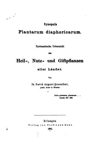 Cover for Synopsis plantarum diaphoricarum v.2, 1861