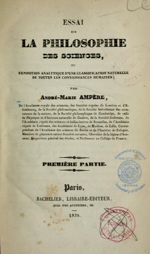 Cover for Essai sur la philosophie des sciences