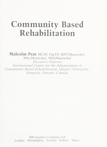 Cover for Community Based Rehabilitation