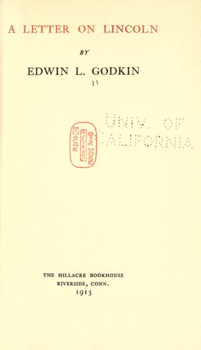Cover for A letter on Lincoln