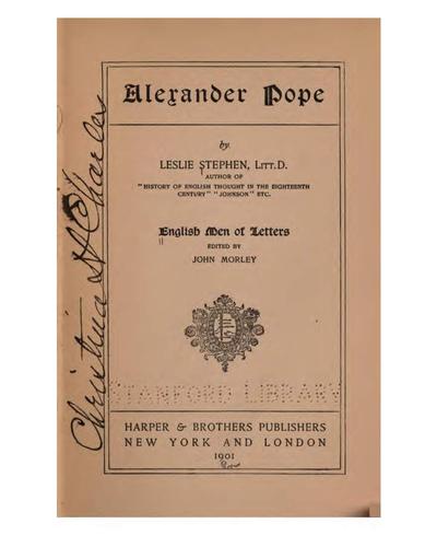Cover for Alexander Pope