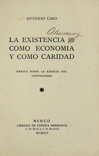 Cover for La existencia como economía y como caridad