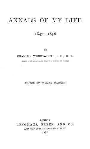 Cover for Annals of my life, 1847-1856