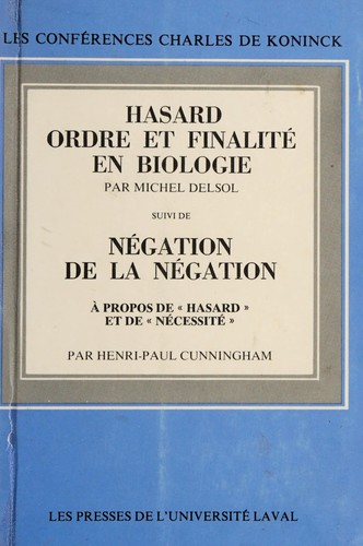 Cover for Hasard, ordre et finalité en biologie