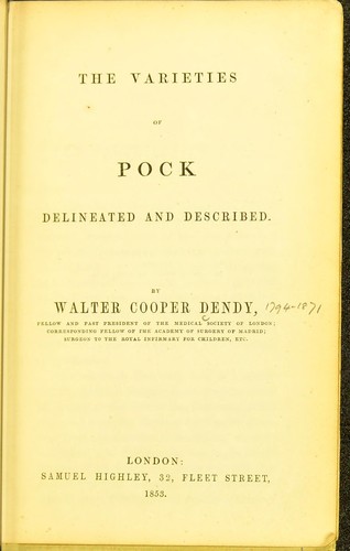 Cover for The varieties of pock delineated and described