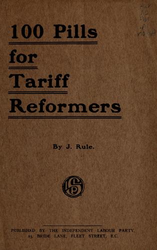 Cover for 100 pills for tariff reformers