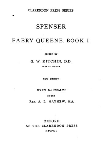 Cover for Faery Queene, Book I