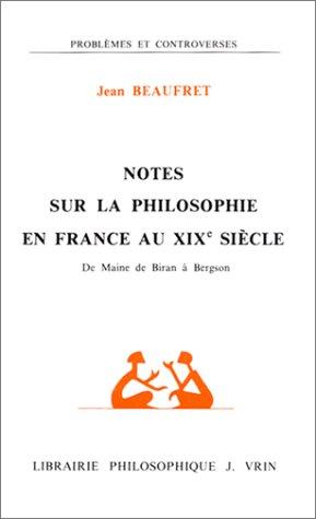 Cover for Notes sur la philosophie en France au XIXe siècle