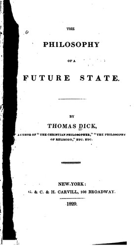 Cover for The Philosophy of a Future State: By Thomas Dick