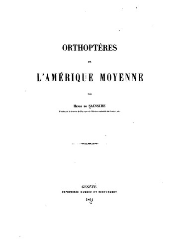 Cover for Orthoptères de l'Amérique moyenne