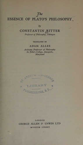 Cover for The essence of Plato's philosophy