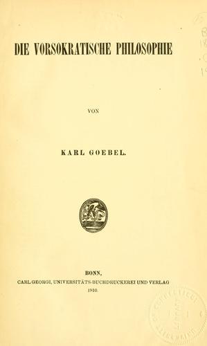 Cover for Die vorsokratische Philosophie.