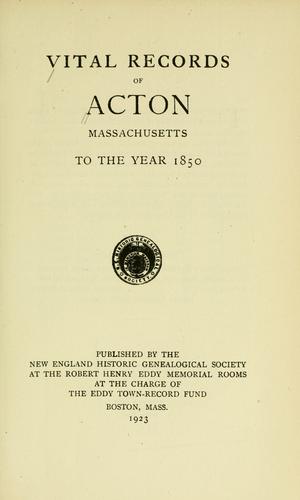 Cover for Vital records of Acton, Massachusetts, to the year 1850.
