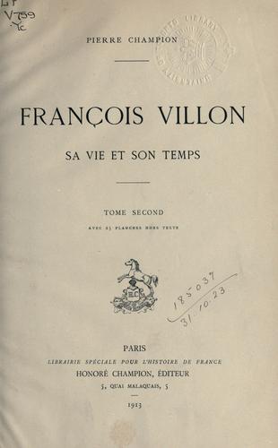 Cover for François Villon