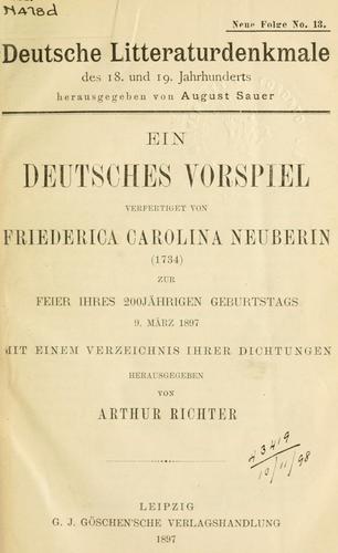 Cover for Ein deutsches Vorspiel (1734)