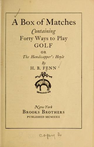 Cover for A box of matches