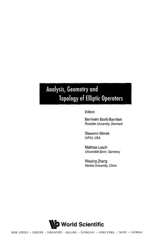 Cover for Analysis, geometry and topology of elliptic operators