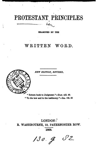 Cover for Protestant principles examined by the written word