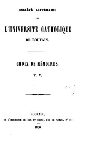 Cover for Choix de mémoires