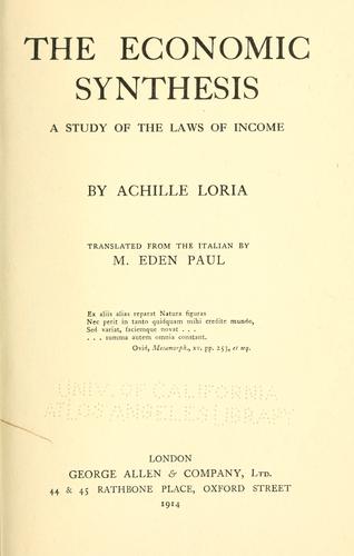 Cover for The economic synthesis