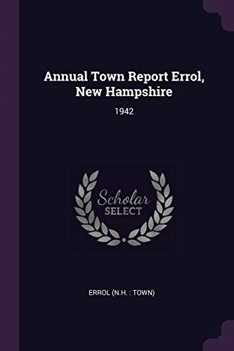 Cover for Annual Town Report Errol, New Hampshire