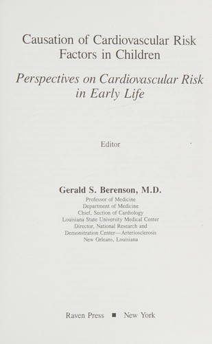 Cover for Causation of cardiovascular risk factors in children