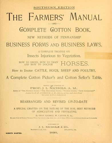 Cover for The farmers' manual and complete cotton book ...