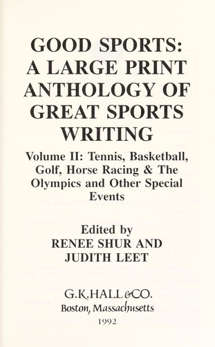 Cover for Good Sports: A Large Print Anthology of Great Sports Writing 