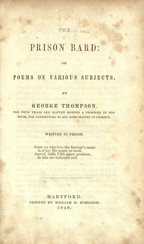 Cover for The prison bard, or, Poems on various subjects