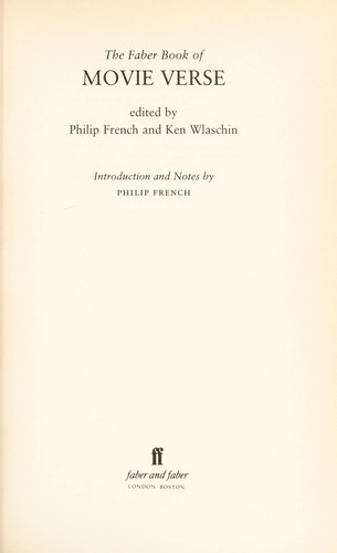 Cover for The Faber book of movie verse