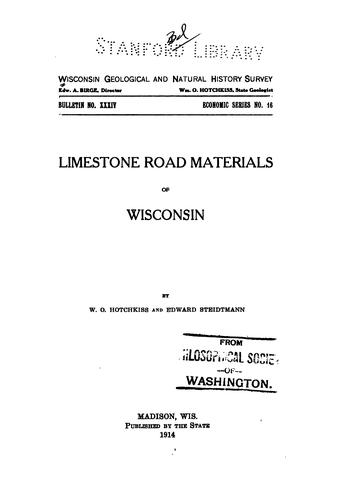 Cover for Limestone road materials of Wisconsin