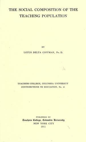 Cover for social composition of the teaching population
